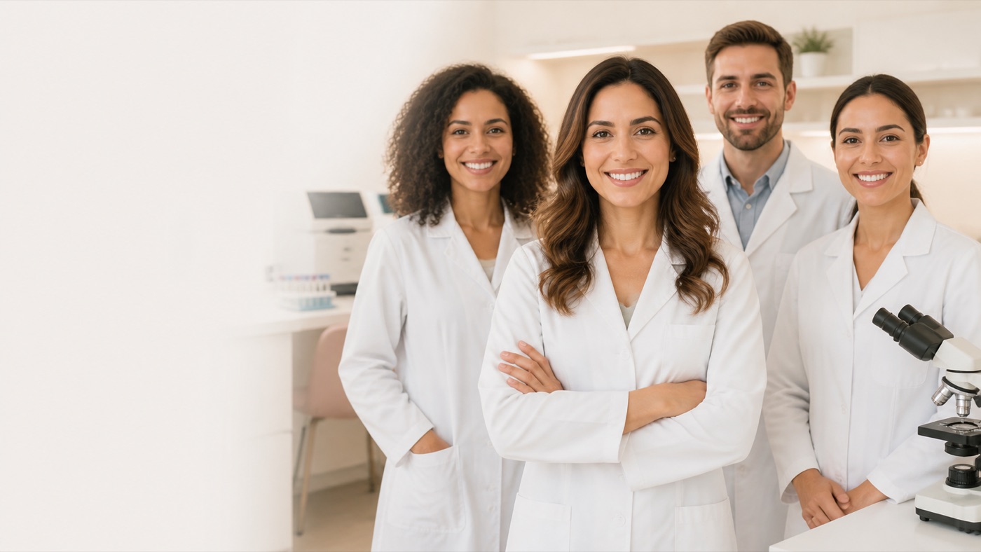 Equipe de profissionais em um laboratório moderno